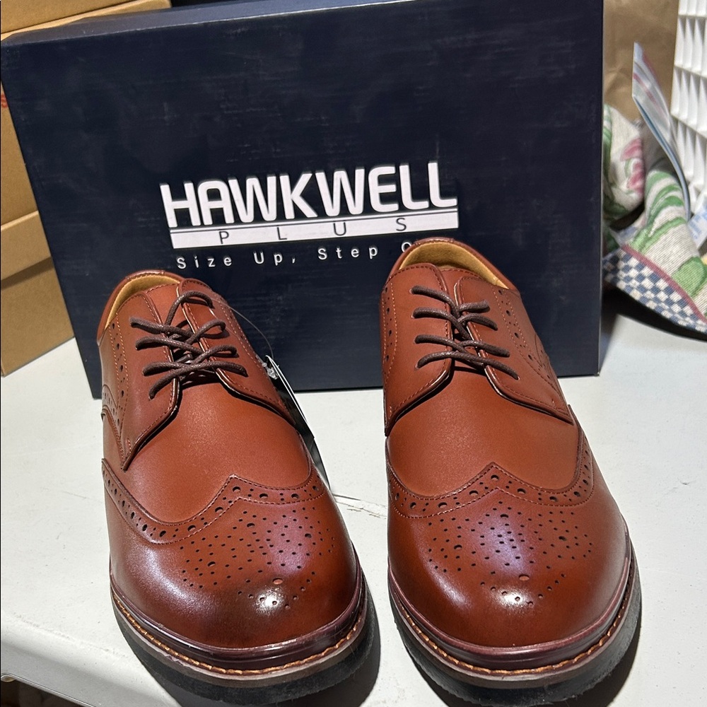 Men’s size hard to find size 15 shoe Hawkwell Men's Tan Oxford Derbys no box